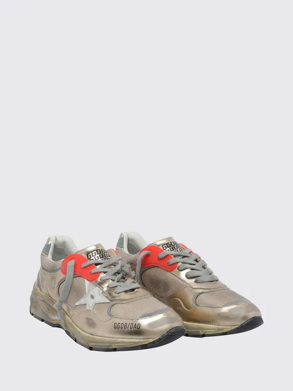 Golden goose Dad-Star Laminated Leather and Mesh Distressed Trainers Silver (GMF00884F00121165120)