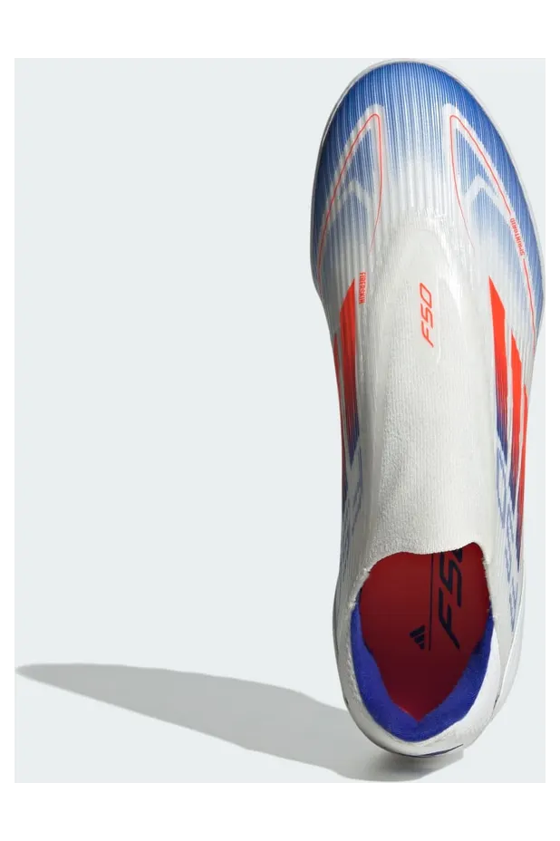 adidas F50 League Laceless Turf Cloud White Solar Red Lucid Blue (IF1339)