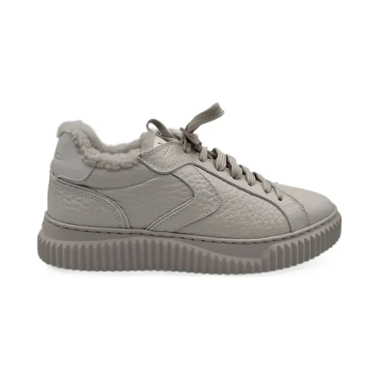 Voile Blanche Lipari leren sneakers met lammy afwerking – Beige (LIPARIFURMACRO)