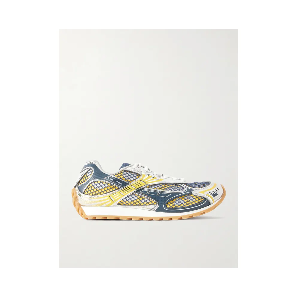 Bottega Veneta Orbit Metallic Rubber and Mesh Sneakers Multi (741357V2X40)