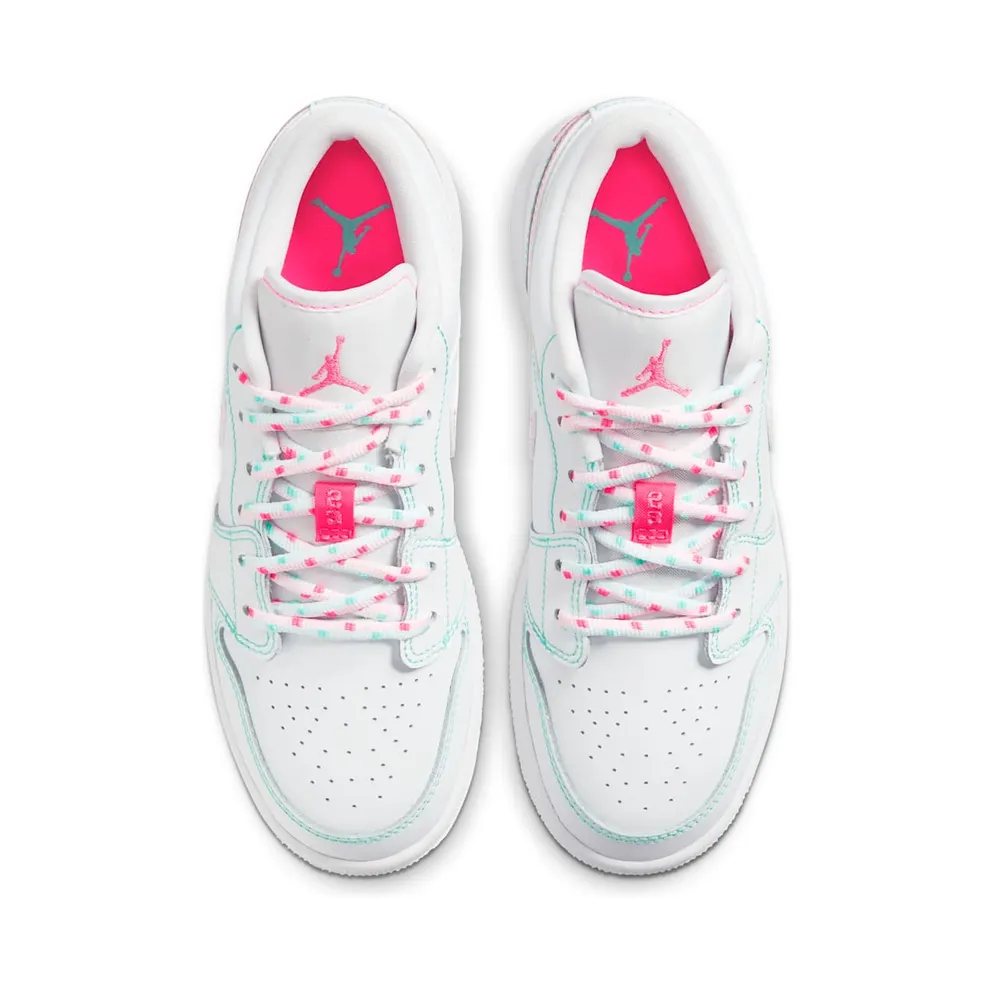 Air Jordan 1 Low White Green Pink (GS) (554723-101)