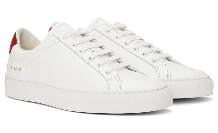 Common Projects White & Red Retro Low Sneakers (6093) (4)
