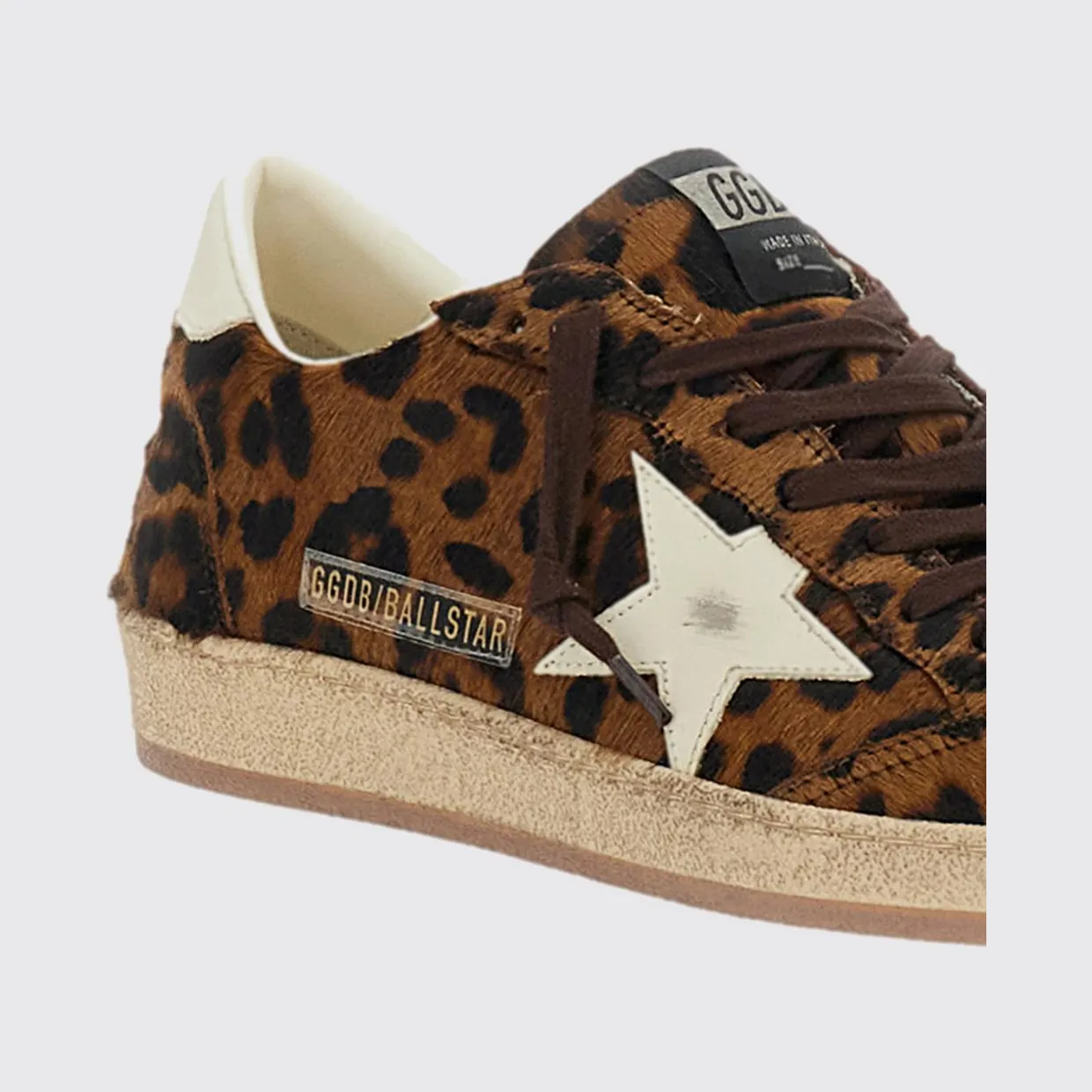 Golden goose Ball Star Distressed Animal-Print Pony Hair Sneakers Brown (GMF00117F00870355655) (3)