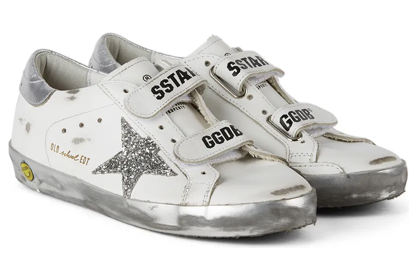 Golden Goose Kids White & Silver Glitter Old School Velcro Sneakers (GYF00111.F001982.80185) (4)