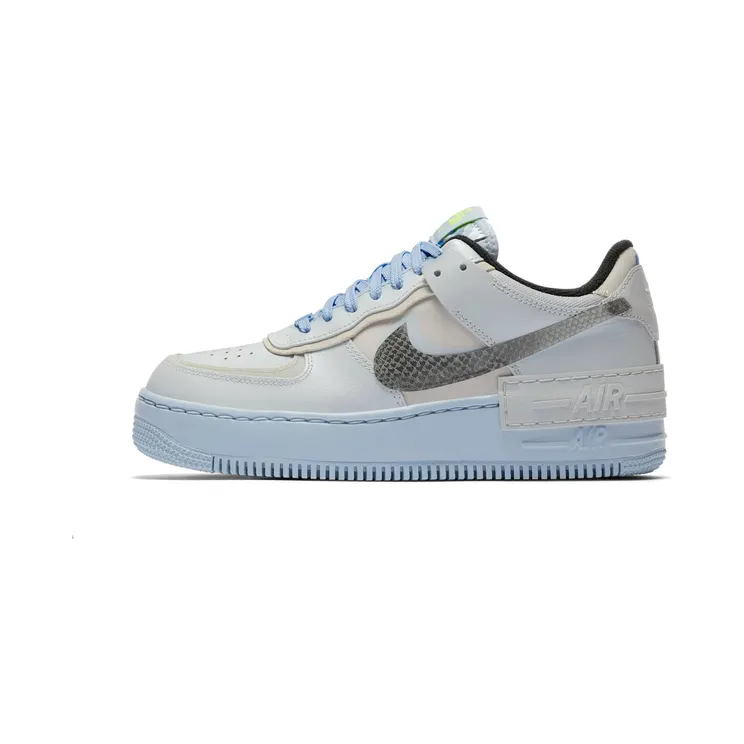 Nike Air Force 1 Shadow ‘Snakeskin’ “Pure Platinum / Light Bone / Hydrogen Blue / Smoke Grey” (CV3027-001)