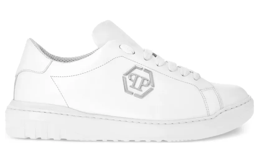 Philipp Plein Leren met logo-applicatie “White” (PADSMSC3958PLE005N)