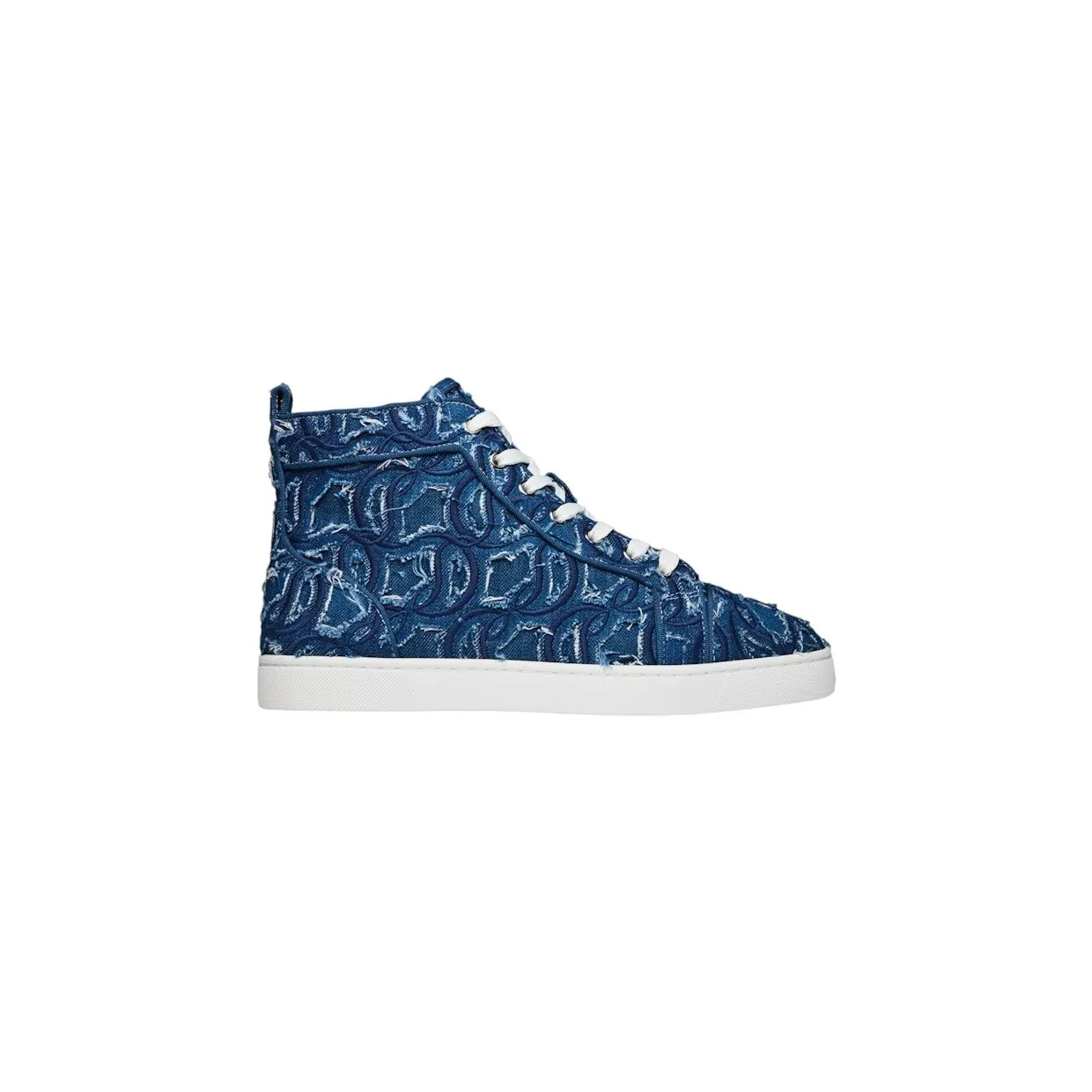 Christian Louboutin Louis Flat High Top Sneakers Blue (3240808 BL72)
