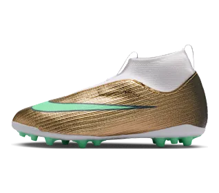 Nike Jr Mercurial Superfly 11 Academy ‘Kylian Mbappé’ ‘ Multi-Ground High-Top “Metallic Gold/Green Glow” (IV5816-701)