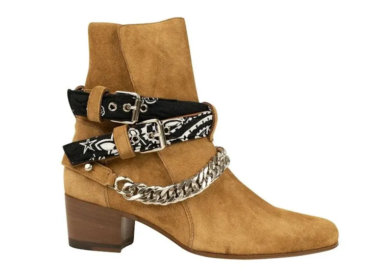 AMIRI Bandana Buckle Boots Tan Suede (W0F20347SU-TAN)