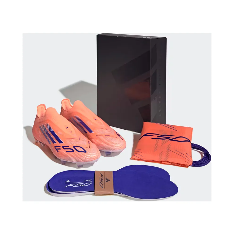 adidas F50 Elite Laceless Firm Ground Boots “Beam Orange / Lucid Blue / Cloud White” (JH7626)