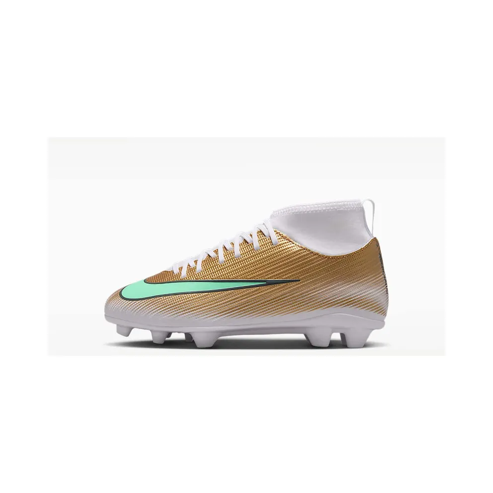 Nike Jr Mercurial Superfly 11 Club ‘Kylian Mbappé’ ‘ Multi-Ground High-Top “Metallic Gold/Green Glow” (IR0788-701)