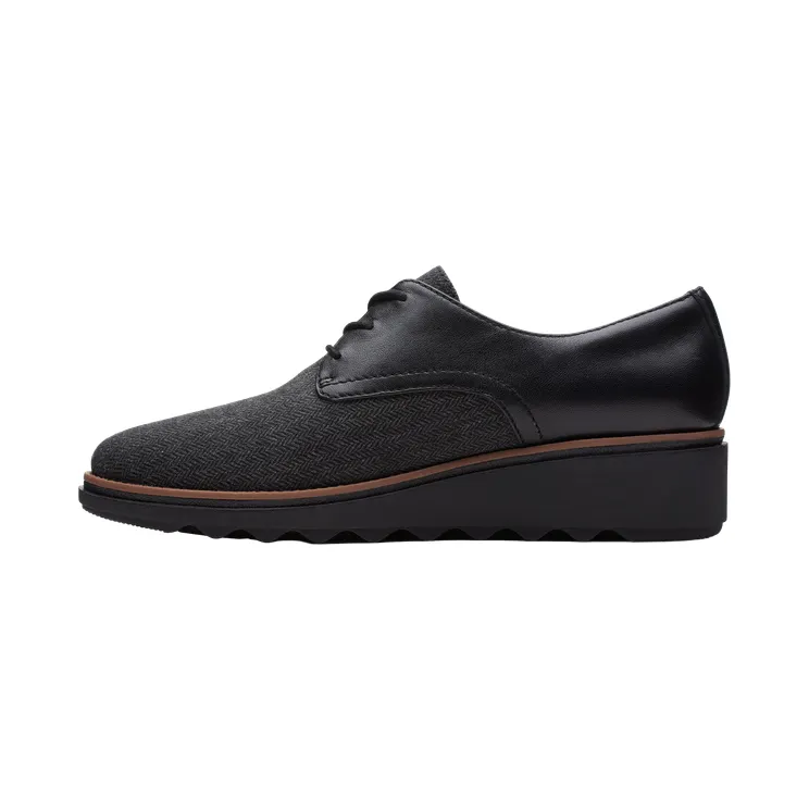 Clarks Sharon Rae Lace Up “Black Tweed Combi” (26175417)