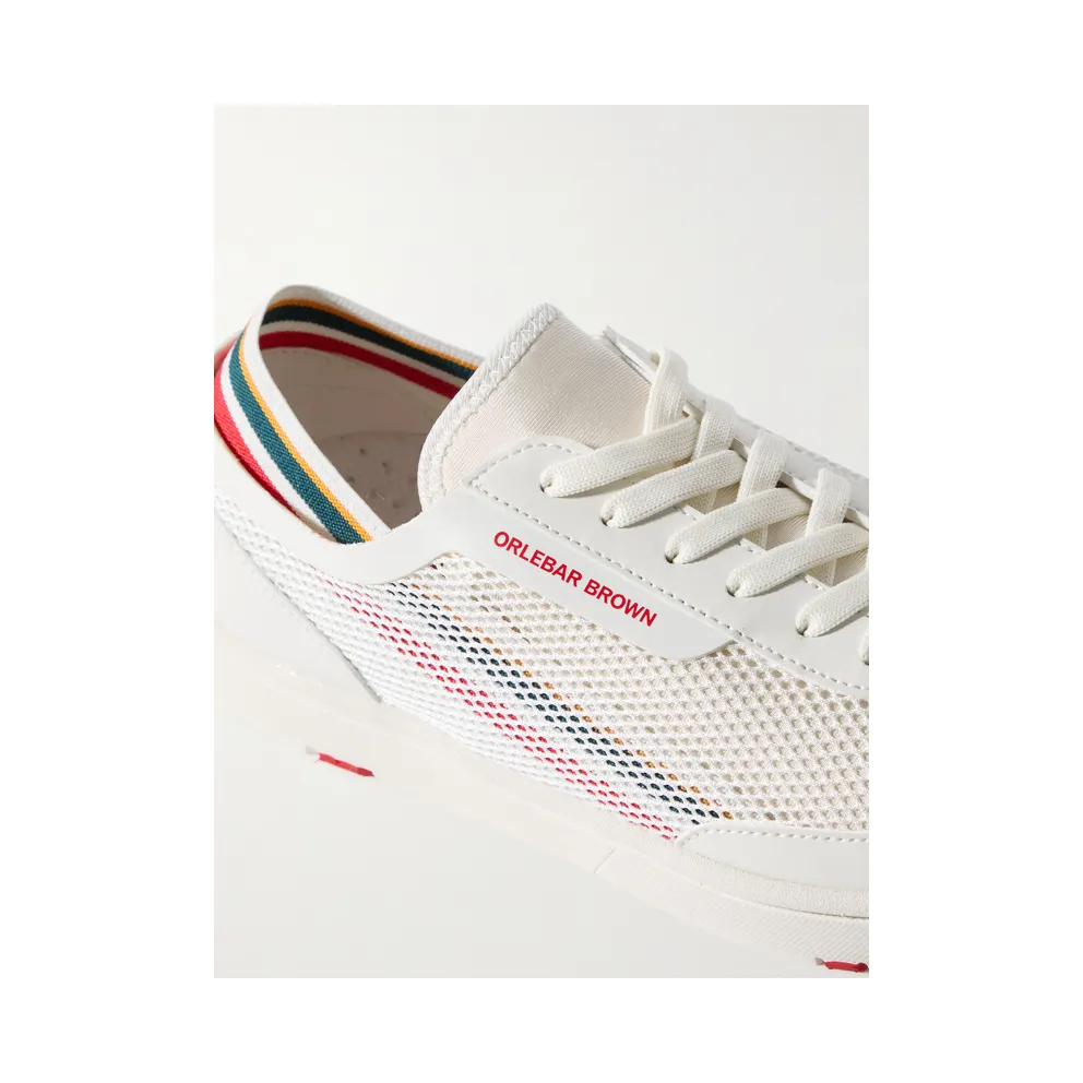 Orlebar Brown Larson Striped Mesh and Canvas Optic White / Orange / Aqua (281970)