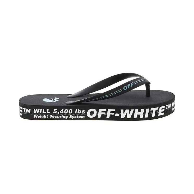 OFF-WHITE Logo Flip Flop Black White (OMIC002R21MAT0011001)