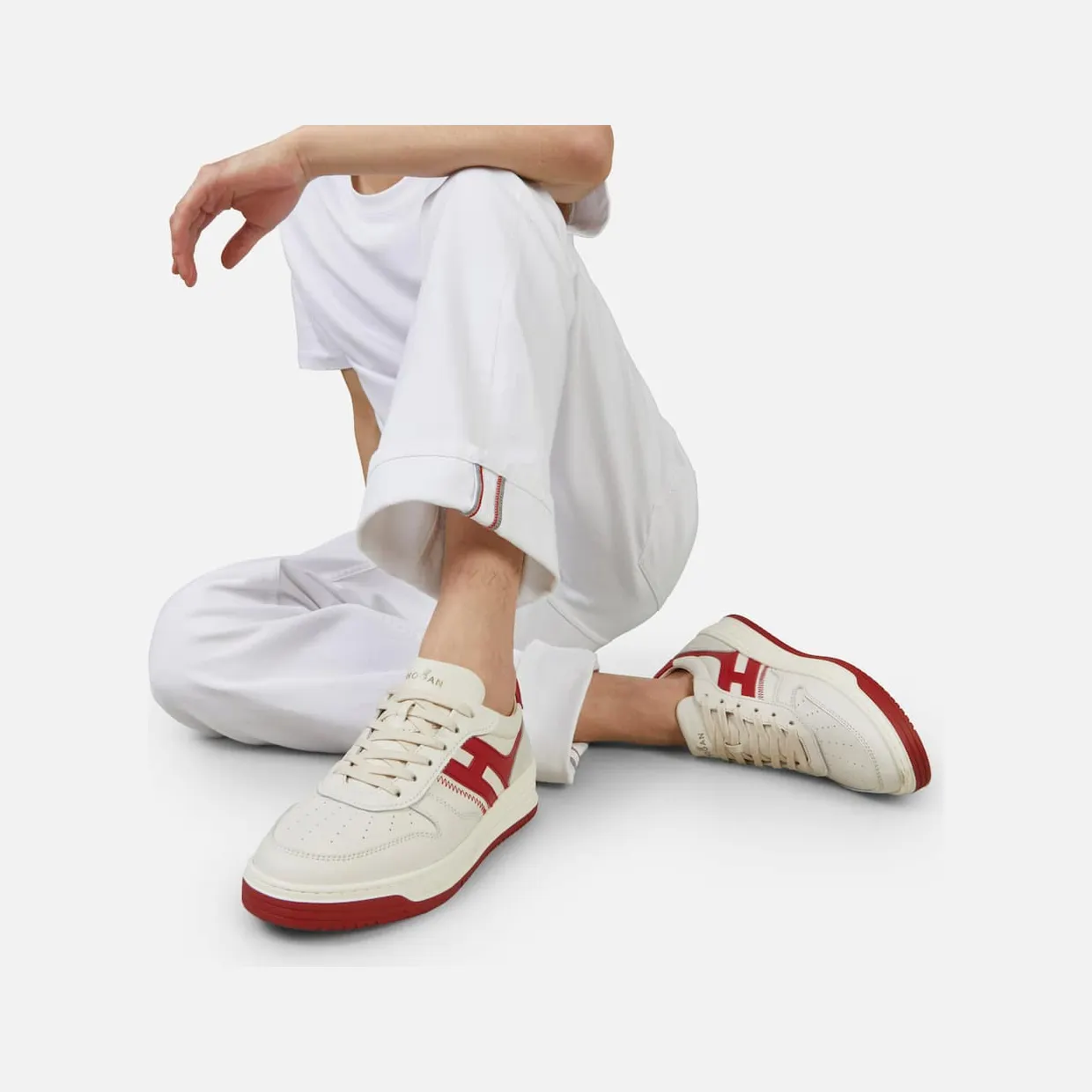 Sneakers Hogan H630 White Red Grey (HXM6300EU50ODZ958K) (6)