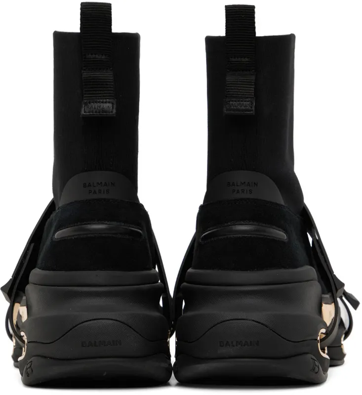 Balmain Black B-Bold High-Top Sneakers (YM1VH229TKSE)