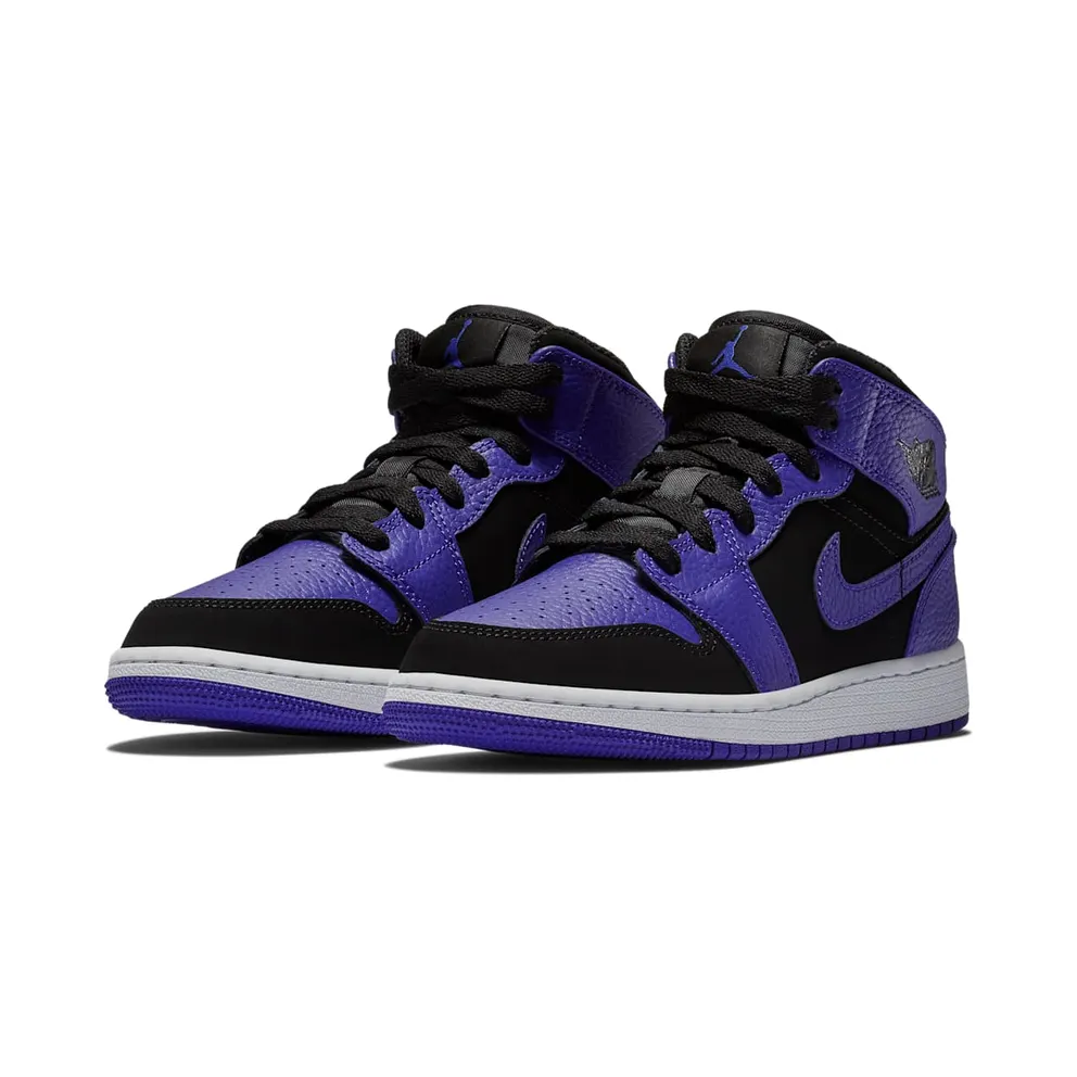 Jordan 1 Mid Black Dark Concord (GS) Black/Dark Concord-White (554725-051)