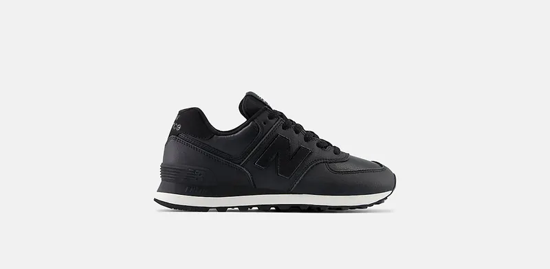 New Balance 574 Black Leather White Midsole (WL574IB2)