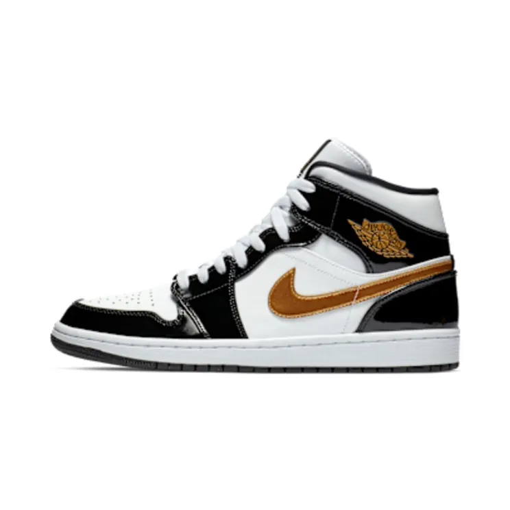 Air Jordan 1 Mid SE “Black / White / Metallic Gold” (852542-007)