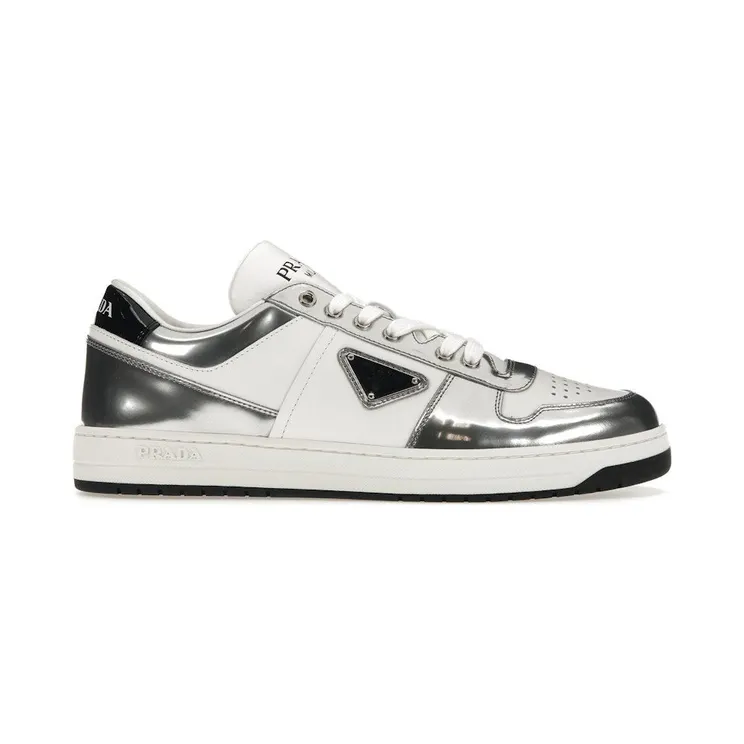 Prada Downtown Low Top Sneakers Leather White Silver (2EE364_3LL2_F0J36)