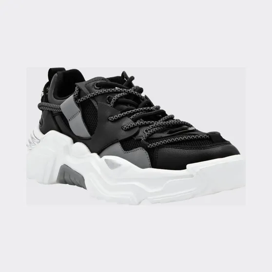 Plein Sport Lace-Up Low-Top Sneakers in Mesh with a Branded Pull-Tab Black (AABSUSC0351STE003N02)