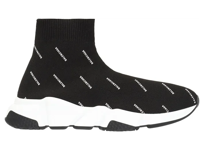 Balenciaga Speed Trainer Logo Print Black White 2020 (W) (525721 W0650 1006) (2)