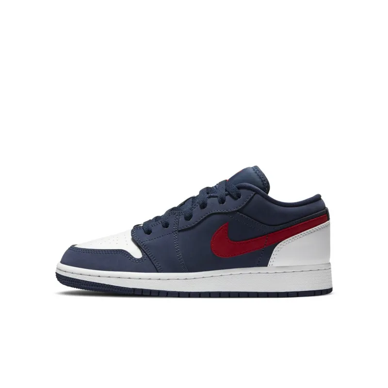 Jordan 1 Low USA (GS) Midnight Navy/White-University Red (CV9844-400)