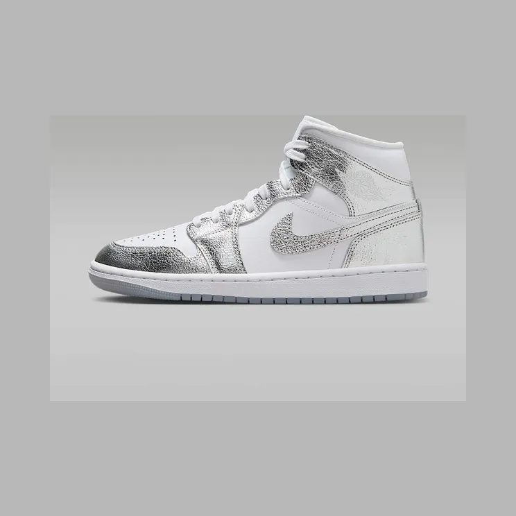 Nike Air Jordan 1 Mid Sail Jade Smoke (W) “White / Wolf Grey / Metallic Silver” (FN5031-100)