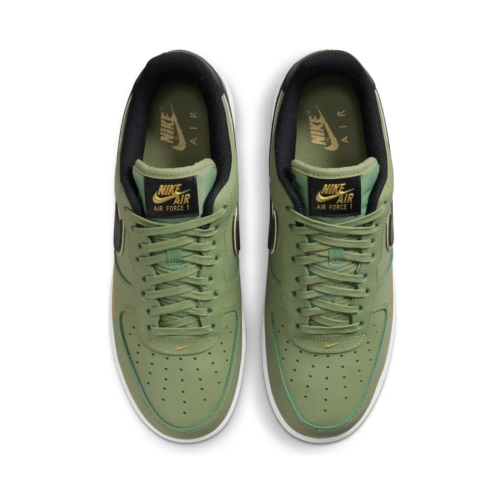 Nike Air Force 1 Low 07 LV8 Double Swoosh Olive “Oil Green / Metallic Gold / White / Black” (DA8481-300)