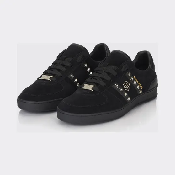 Philipp plein Retro Rebel Suede Sneakers with Applied Stars Black (SAFSUSC0911PLE009N0202)