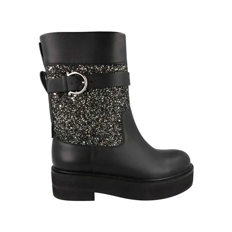 Ferragamo Ean Glitter Ankle Boots Black (01C658-748921-1C)