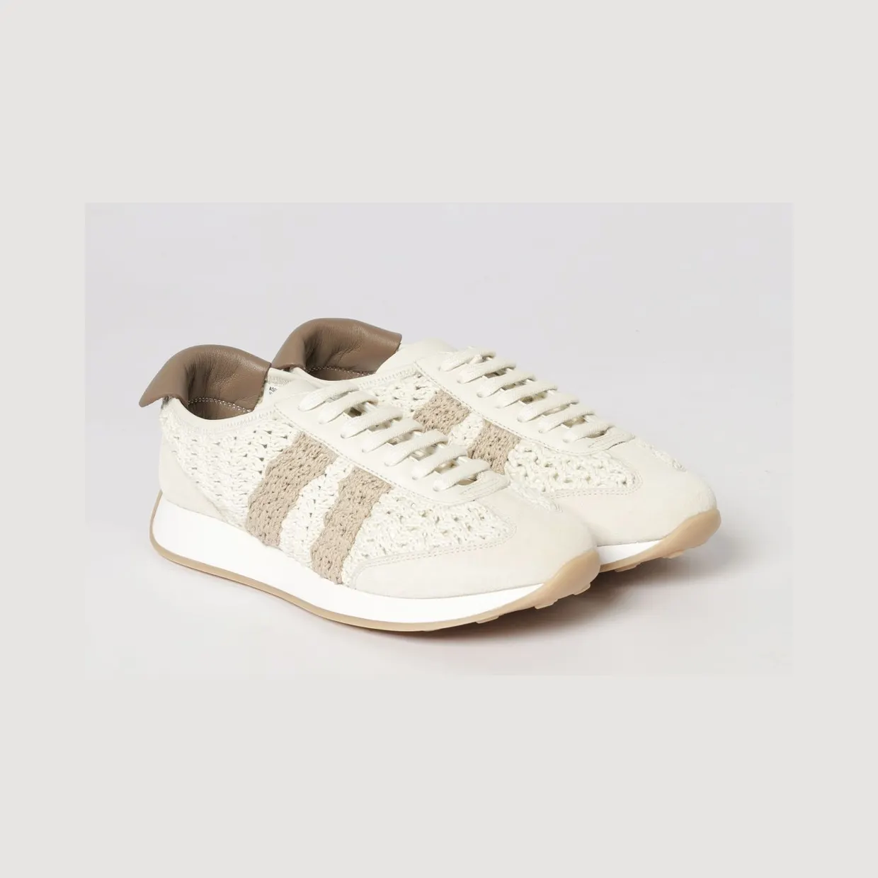 Fabiana Filippi Crochet Cotton and Suede Sneakers Butter (ASD276A804M057VR1)