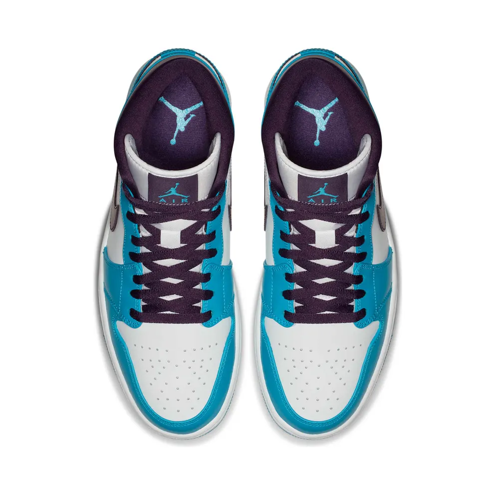 Jordan 1 Mid Hornets Blue Lagoon/Grand Purple-White (554724-415)