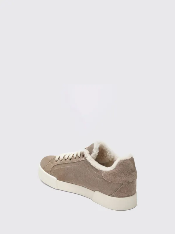 Dolce & Gabbana Low-Top in Shearling and Suede with DG Monogram Mud (CK2374AJ2228W065)