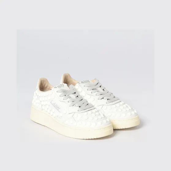 Autry Medalist Low Leather Sneakers with Studs White (AULWPH01)