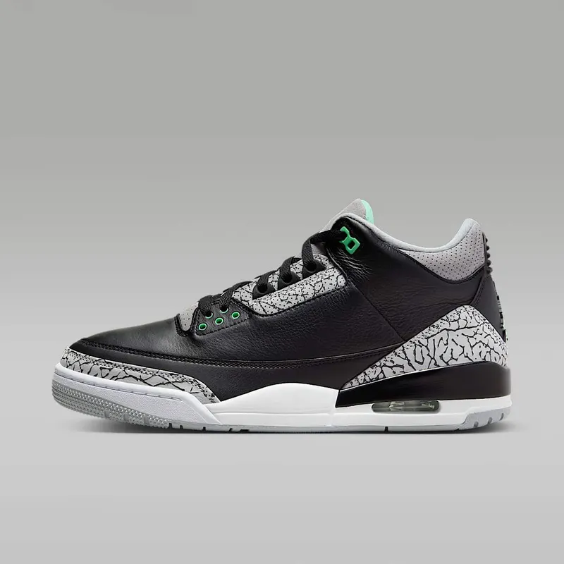 Air Jordan 3 Retro “Black / Wolf Grey / White / Green Glow” (CT8532-031)