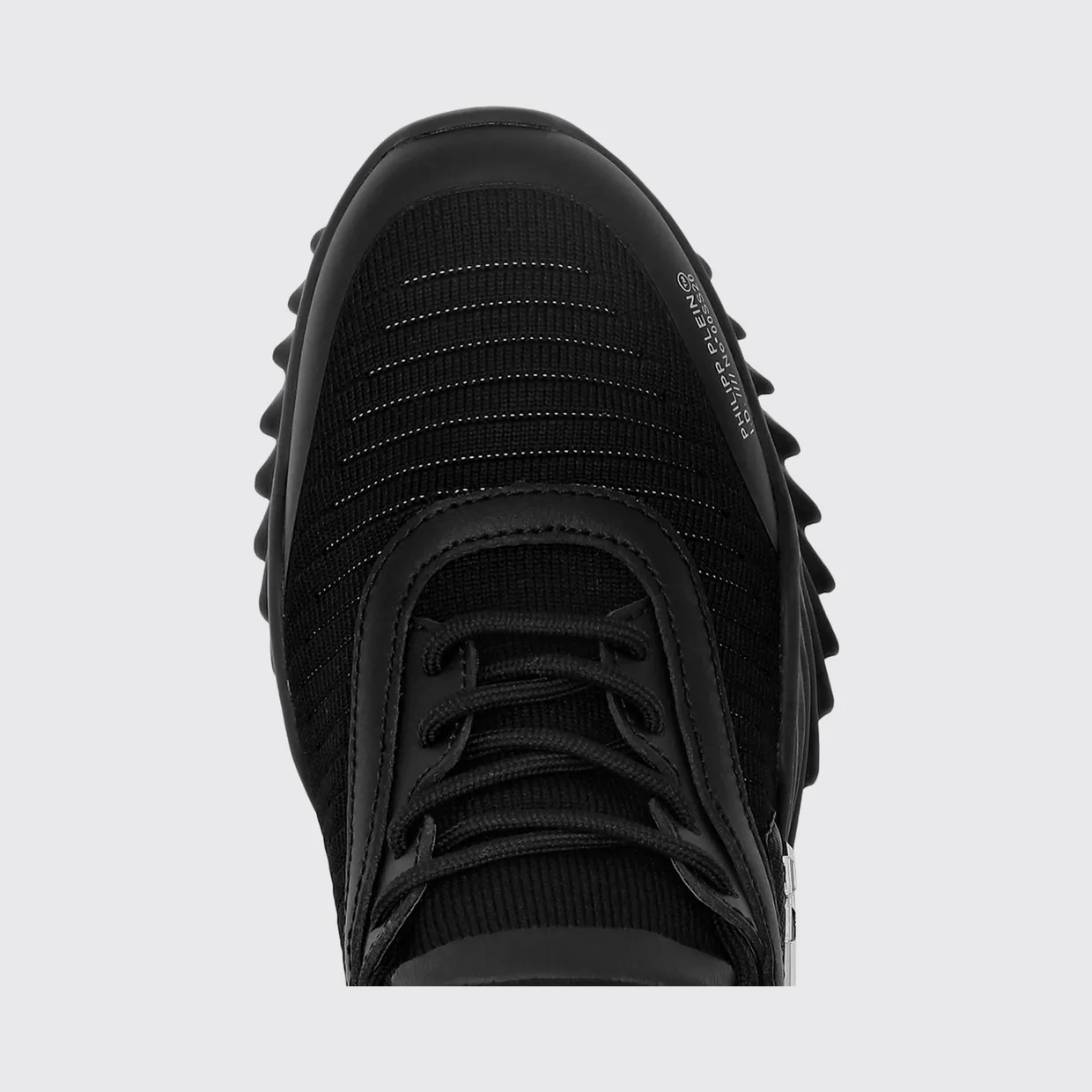 Philipp plein Hexagon Runner Low-Top Sneakers in Leather and Knit with Monogram Black (LABSUSC0079PTE003N02) (3)