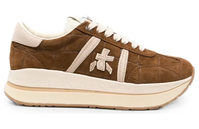 Premiata Bethcoin logo-patch sneakers – Bruin (BETHCOIN8509)