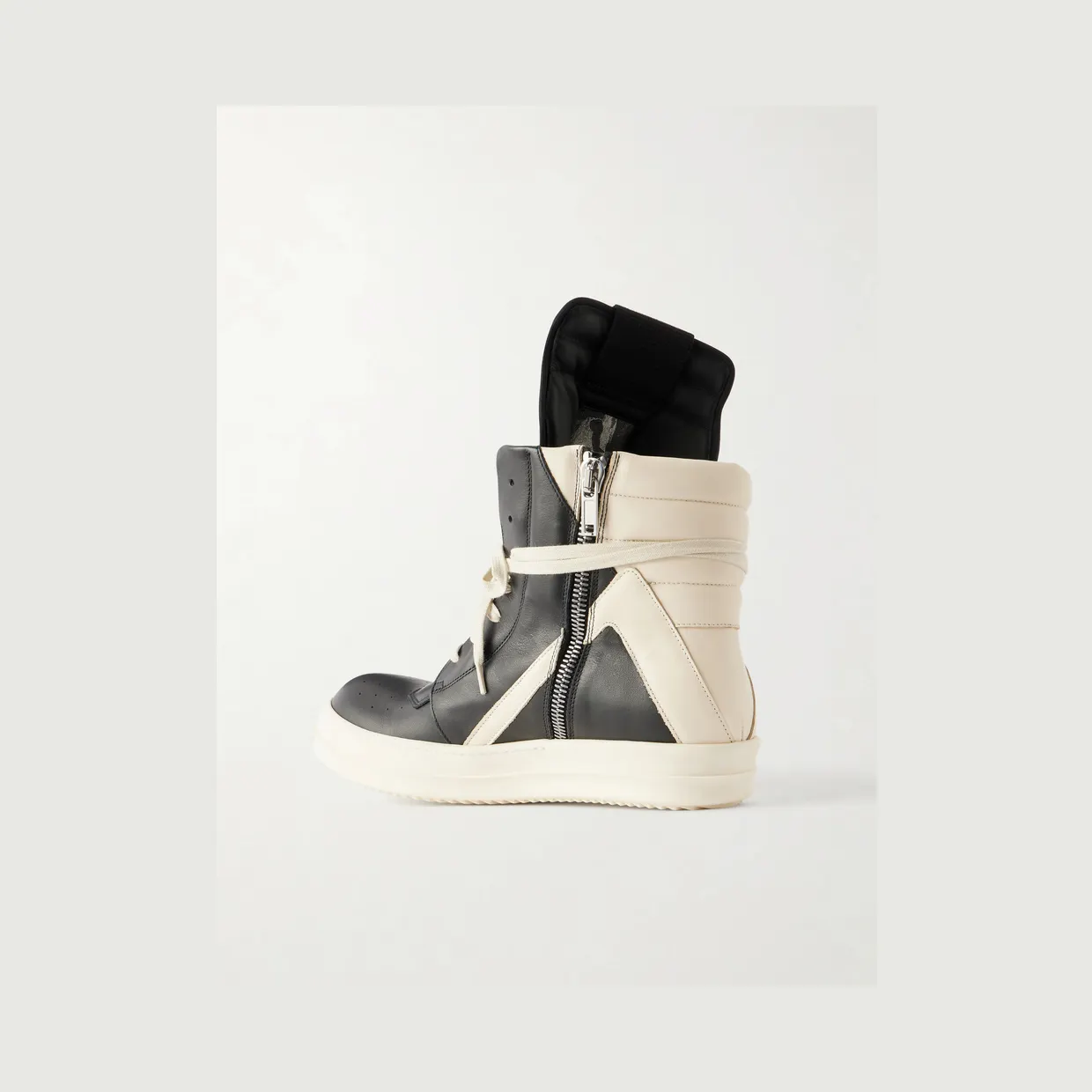Rick Owens Geobasket Panelled Leather and Rubber Sneakers Black (RU02F4894) (4)