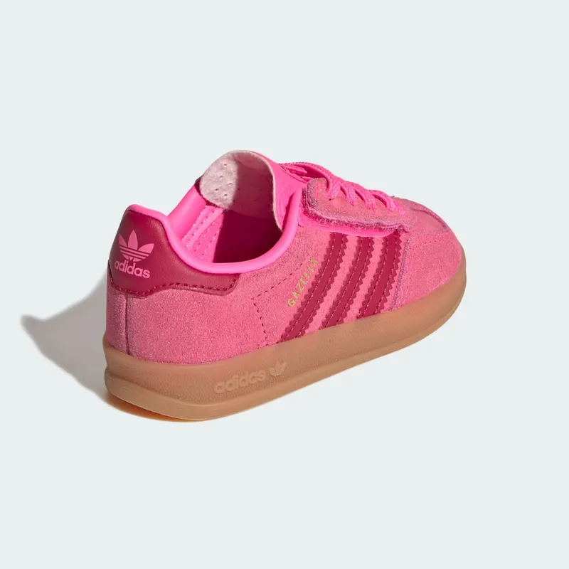 Adidas GAZELLE INDOOR COMFORT CLOSURE ELASTIC LACE Shoes Lucid Pink / Team Victory Red / Gold Metallic (KJ2304)