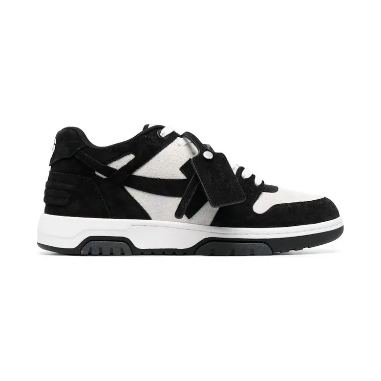 OFF-WHITE Out Of Office OOO Low Tops Black White Suede (OMIA189S23LEA0100110)