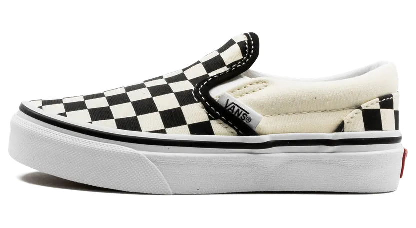 Vans Kids Black & White Checkerboard Classic Slip-On Little Kids Sneakers (VN000ZBUEO11)