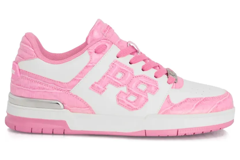 Plein Sport Sneakers met krokodillen-reliëf en geperforeerde neus – Wit (SAFSUSC0934SLE004N)