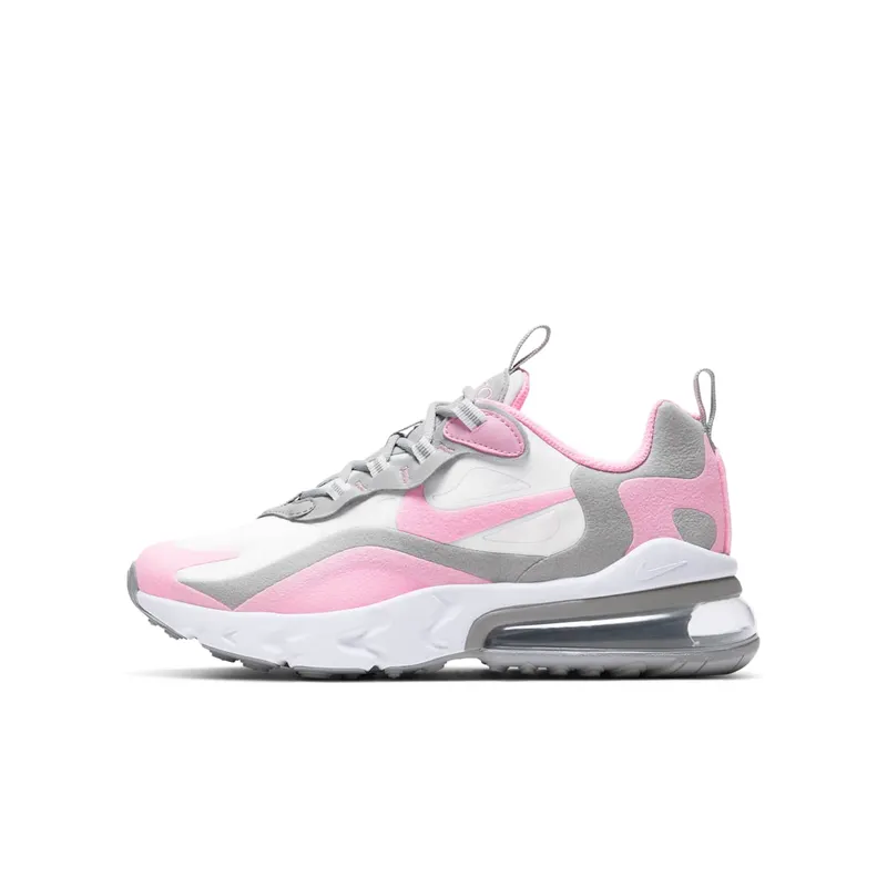 Nike Air Max 270 React White Pink (GS) White/Light Solar Flare Heather/Metallic Silver (BQ0103-104)
