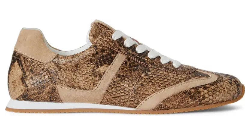 Lauren Ralph Lauren Dani leren sneakers met python-reliëf – Bruin (802P15838)