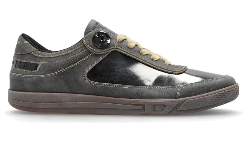 Diesel S-D-Coffee Leder-Sneakers mit Einsätzen – Schwarz (Y03903P7734)
