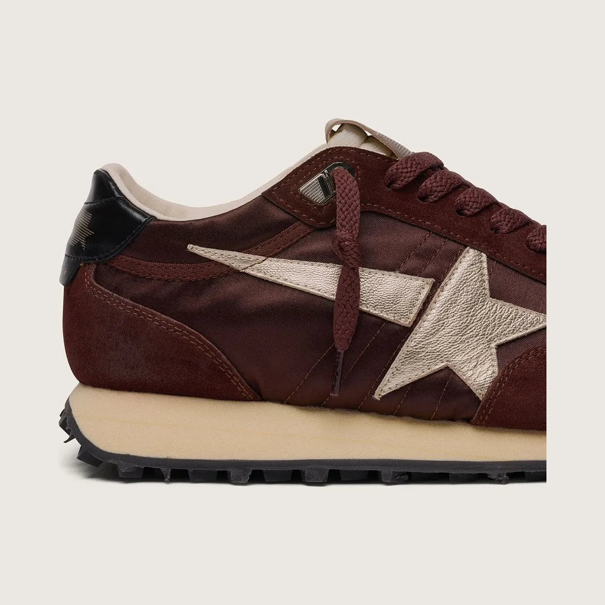 Golden Goose Marathon With Brown Satin Upper And Platinum Leather Star (GMF00683.F007841.55661) (5)