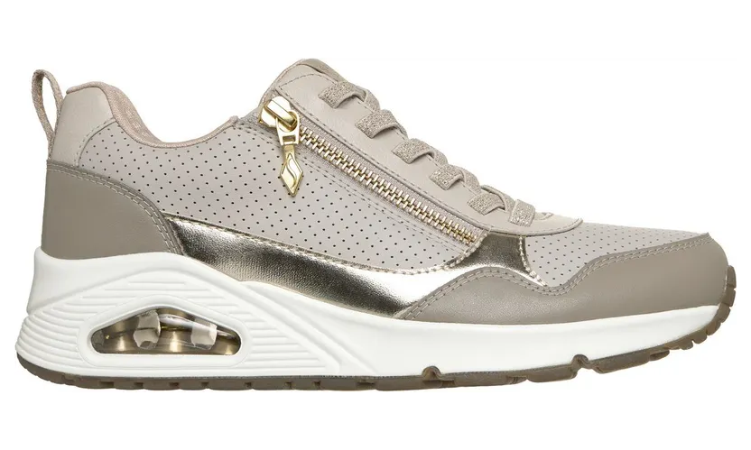 Skechers UNO – Metallic Sliders Sneaker Taupe