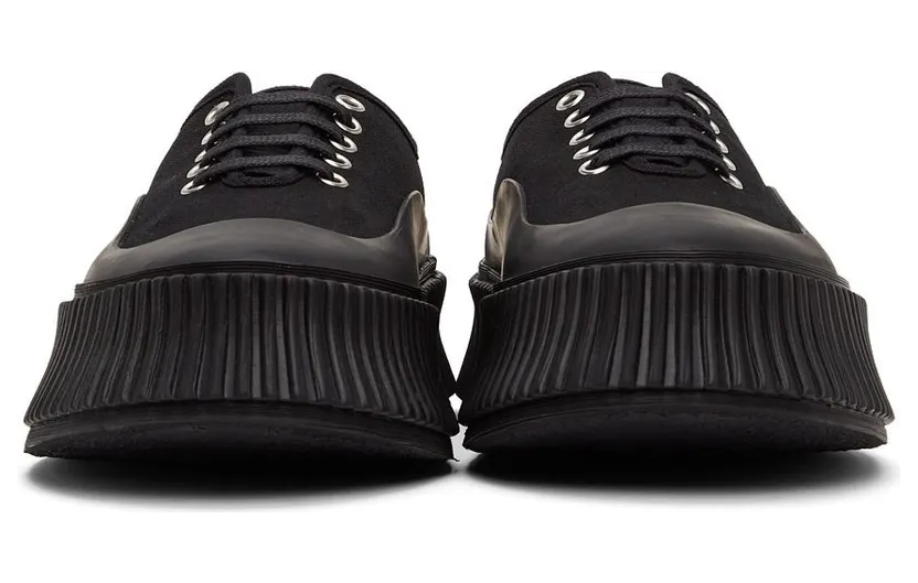 Jil Sander Black Canvas Platform Sneakers (JI36513A_14350) (2)