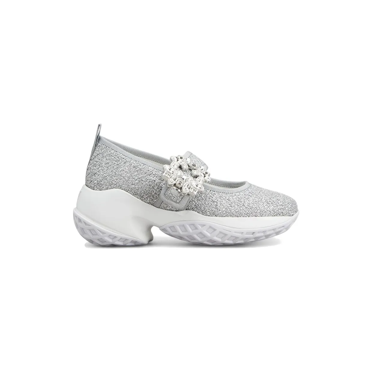 Roger Vivier Viv’ Run Babies Silver Crystal Buckle (RVW506380205PHB200)